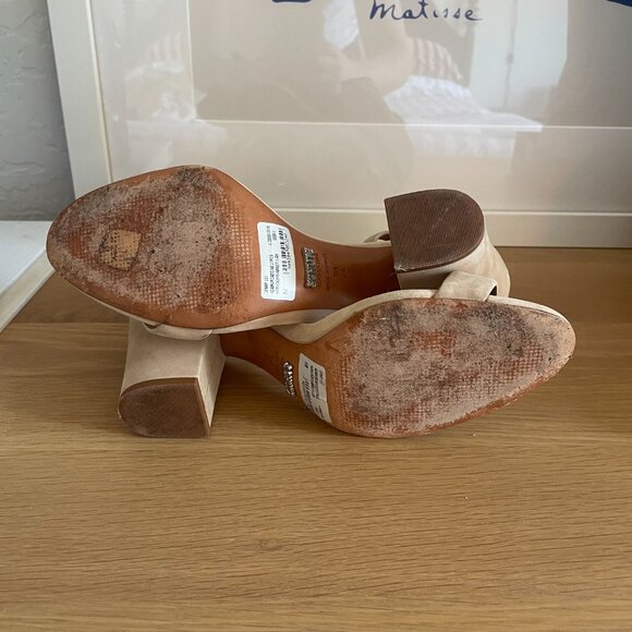 Schutz Jenny Lee Nude Suede Block Heel Sandal, Size 8 - Picture 5 of 5